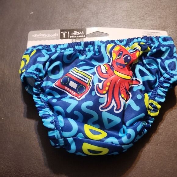Swim School Reusable Swim diaper Blue Shark and Octopus Age 12m and up  18-22lb - Picture 8 of 11